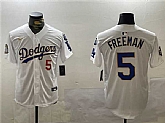 Men's Los Angeles Dodgers #5 Freddie Freeman White Gold 2024 World Series With Fernando Memorial Patch Home Limited Stitched Jersey,baseball caps,new era cap wholesale,wholesale hats