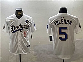 Men's Los Angeles Dodgers #5 Freddie Freeman White Gold 2024 World Series With No. 34 Patch Home Limited Stitched Jersey,baseball caps,new era cap wholesale,wholesale hats