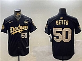 Men's Los Angeles Dodgers #50 Mookie Betts Black Gold 2024 World Series With No. 34 Patch Limited Stitched Jersey,baseball caps,new era cap wholesale,wholesale hats