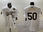 Men's Los Angeles Dodgers #50 Mookie Betts White Gold 2024 World Series With Fernando Memorial Patch Limited Stitched Jerseys,baseball caps,new era cap wholesale,wholesale hats