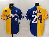 Men's Los Angeles Lakers & Dodgers Front #8 Back #24 Kobe Bryant Gold Blue Split With Patch Stitched Jersey,baseball caps,new era cap wholesale,wholesale hats