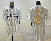 Men's New York Yankees #2 Derek Jeter White Pinstripe Name Fashion Cool Base Jersey,baseball caps,new era cap wholesale,wholesale hats