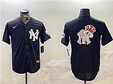 Men's New York Yankees Team Big Logo Black With Patch Cool Base Stitched Jersey,baseball caps,new era cap wholesale,wholesale hats