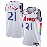 Men's Philadelphia 76ers #21 Joel Embiid White 2024-25 City Edition Stitched Jersey Dzhi,baseball caps,new era cap wholesale,wholesale hats