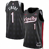 Men's Portland Trail Blazers #1 Anfernee Simons Black 2024-25 City Edition Edition Stitched Jersey Dzhi,baseball caps,new era cap wholesale,wholesale hats