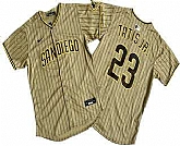 Men's San Diego Padres #23 Fernando Tatis Jr Khaki Pinstripe Limited Stitched Jersey,baseball caps,new era cap wholesale,wholesale hats