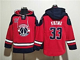 Men's Washington Wizards #33 Kyle Kuzma Red Navy Lace-Up Pullover Hoodie,baseball caps,new era cap wholesale,wholesale hats