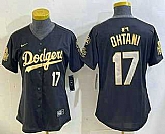 Women's Los Angeles Dodgers #17 Shohei Ohtani Black Gold 2024 World Series 34 Patch Stitched Cool Base Jerseys,baseball caps,new era cap wholesale,wholesale hats