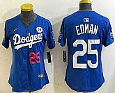 Women's Los Angeles Dodgers #25 Tommy Edman Number Blue 2024 World Series With Fernando 34 Fashion Limited Stitched Jersey,baseball caps,new era cap wholesale,wholesale hats