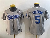 Women's Los Angeles Dodgers #5 Freddie Freeman Grey 2024 World Series Cool Base Stitched Jersey(Run Small),baseball caps,new era cap wholesale,wholesale hats