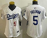 Women's Los Angeles Dodgers #5 Freddie Freeman Number White 2024 World Series With Fernando 34 Patch Limited Stitched Jersey,baseball caps,new era cap wholesale,wholesale hats