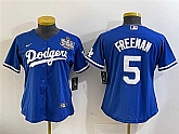 Women's Los Angeles Dodgers #5 Freddie Freeman Royal 2024 World Series Cool Base Stitched Jersey(Run Small),baseball caps,new era cap wholesale,wholesale hats