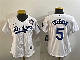 Women's Los Angeles Dodgers #5 Freddie Freeman White 2024 World Series Cool Base Stitched Jersey(Run Small),baseball caps,new era cap wholesale,wholesale hats