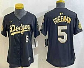 Women's Los Men's Los Angeles Dodgers #5 Freddie Freeman Black Gold 2024 World Series 34 Patch Stitched Cool Base Jersey,baseball caps,new era cap wholesale,wholesale hats