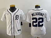 Youth Detroit Tigers #22 Parker Meadows White Cool Base Stitched Jersey,baseball caps,new era cap wholesale,wholesale hats