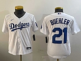 Youth Los Angeles Dodgers #21 Walker Buehler White Stitched Cool Base Nike Jersey,baseball caps,new era cap wholesale,wholesale hats