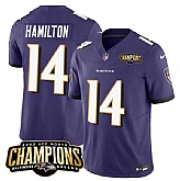 Men & Women & Youth Baltimore Ravens #14 Kyle Hamilton Purple 2023 F.U.S.E. AFC North Champions Vapor Limited Jersey,baseball caps,new era cap wholesale,wholesale hats