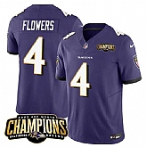 Men & Women & Youth Baltimore Ravens #4 Zay Flowers Purple 2023 F.U.S.E. AFC North Champions Vapor Limited Jersey,baseball caps,new era cap wholesale,wholesale hats