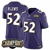 Men & Women & Youth Baltimore Ravens #52 Ray Lewis Purple 2023 F.U.S.E. AFC North Champions Vapor Limited Jersey