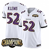 Men & Women & Youth Baltimore Ravens #52 Ray Lewis White 2023 F.U.S.E. AFC North Champions Vapor Limited Jersey,baseball caps,new era cap wholesale,wholesale hats