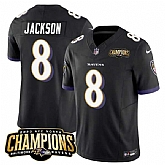 Men & Women & Youth Baltimore Ravens #8 Lamar Jackson Black 2023 F.U.S.E. AFC North Champions Vapor Limited Jersey,baseball caps,new era cap wholesale,wholesale hats