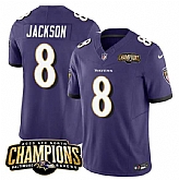 Men & Women & Youth Baltimore Ravens #8 Lamar Jackson Purple 2023 F.U.S.E. AFC North Champions Vapor Limited Jersey,baseball caps,new era cap wholesale,wholesale hats