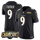 Men & Women & Youth Baltimore Ravens #9 Justin Tucker Black 2023 F.U.S.E. AFC North Champions Vapor Limited Jersey,baseball caps,new era cap wholesale,wholesale hats