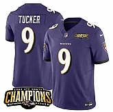 Men & Women & Youth Baltimore Ravens #9 Justin Tucker Purple 2023 F.U.S.E. AFC North Champions Vapor Limited Jersey,baseball caps,new era cap wholesale,wholesale hats