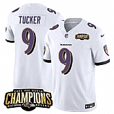 Men & Women & Youth Baltimore Ravens #9 Justin Tucker White 2023 F.U.S.E. AFC North Champions Vapor Limited Jersey,baseball caps,new era cap wholesale,wholesale hats