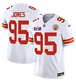 Men & Women & Youth Kansas City Chiefs #95 Chris Jones White 2024 F.U.S.E. Super Bowl LVIII Patch Vapor Untouchable Limited Jersey
