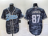 Men's Detroit Lions #87 Sam LaPorta Gray Camo Cool Base Stitched Baseball Jersey,baseball caps,new era cap wholesale,wholesale hats