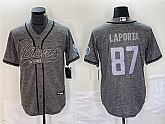 Men's Detroit Lions #87 Sam LaPorta Gray Cool Base Stitched Baseball Jersey,baseball caps,new era cap wholesale,wholesale hats