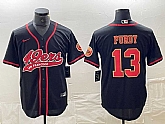 Men's San Francisco 49ers #13 Brock Purdy Black Red With Patch Cool Base Stitched Baseball Jersey,baseball caps,new era cap wholesale,wholesale hats