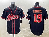 Men's San Francisco 49ers #19 Deebo Samuel Black Red With Patch Cool Base Stitched Baseball Jersey,baseball caps,new era cap wholesale,wholesale hats