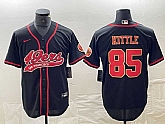 Men's San Francisco 49ers #85 George Kittle Black Red With Patch Cool Base Stitched Baseball Jersey,baseball caps,new era cap wholesale,wholesale hats