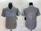 Mens Detroit Lions #87 Sam LaPorta Gray Cool Base Stitched Baseball Jersey,baseball caps,new era cap wholesale,wholesale hats