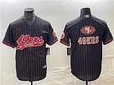 Mens San Francisco 49ers Black Team Big Logo With Patch Cool Base Stitched Baseball Jerseys