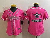 Women's Dallas Cowboys Pink Team Big Logo With Patch Cool Base Stitched Baseball Jersey(Run Small)