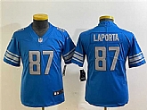 Women's Detroit Lions #87 Sam LaPorta Blue Vapor Limited Stitched Football Jersey(Run Smaller)