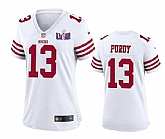 Women's San Francisco 49ers #13 Brock Purdy White Super Bowl LVIII Patch Football Stitched Jersey(Run Small),baseball caps,new era cap wholesale,wholesale hats