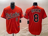 Men's Baltimore Orioles #8 Cal Ripken Jr Number Orange Cool Base Stitched Jersey