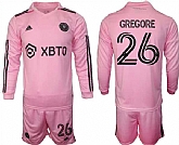 Men's Inter Miami CF #26 Gregore 2023-24 Pink Home Soccer Jersey Suit