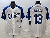 Men's Los Angeles Dodgers #13 Max Muncy White Blue Fashion Stitched Cool Base Limited Jersey,baseball caps,new era cap wholesale,wholesale hats