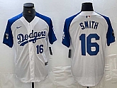 Men's Los Angeles Dodgers #16 Will Smith Number White Blue Fashion Stitched Cool Base Limited Jerseys,baseball caps,new era cap wholesale,wholesale hats