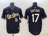 Men's Los Angeles Dodgers #17 Shohei Ohtani Black Gold Stitched Cool Base Nike Jersey,baseball caps,new era cap wholesale,wholesale hats