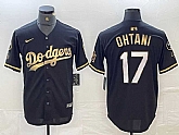 Men's Los Angeles Dodgers #17 Shohei Ohtani Black Gold Stitched Cool Base Nike Jerseys,baseball caps,new era cap wholesale,wholesale hats