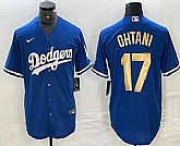 Men's Los Angeles Dodgers #17 Shohei Ohtani Blue Gold Stitched Cool Base Nike Jersey,baseball caps,new era cap wholesale,wholesale hats