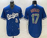 Men's Los Angeles Dodgers #17 Shohei Ohtani Blue Green Stitched Cool Base Nike Jersey,baseball caps,new era cap wholesale,wholesale hats
