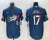 Men's Los Angeles Dodgers #17 Shohei Ohtani Mexico Blue Pinstripe Cool Base Stitched Jersey,baseball caps,new era cap wholesale,wholesale hats
