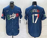 Men's Los Angeles Dodgers #17 Shohei Ohtani Mexico Blue Pinstripe Cool Base Stitched Jerseys,baseball caps,new era cap wholesale,wholesale hats